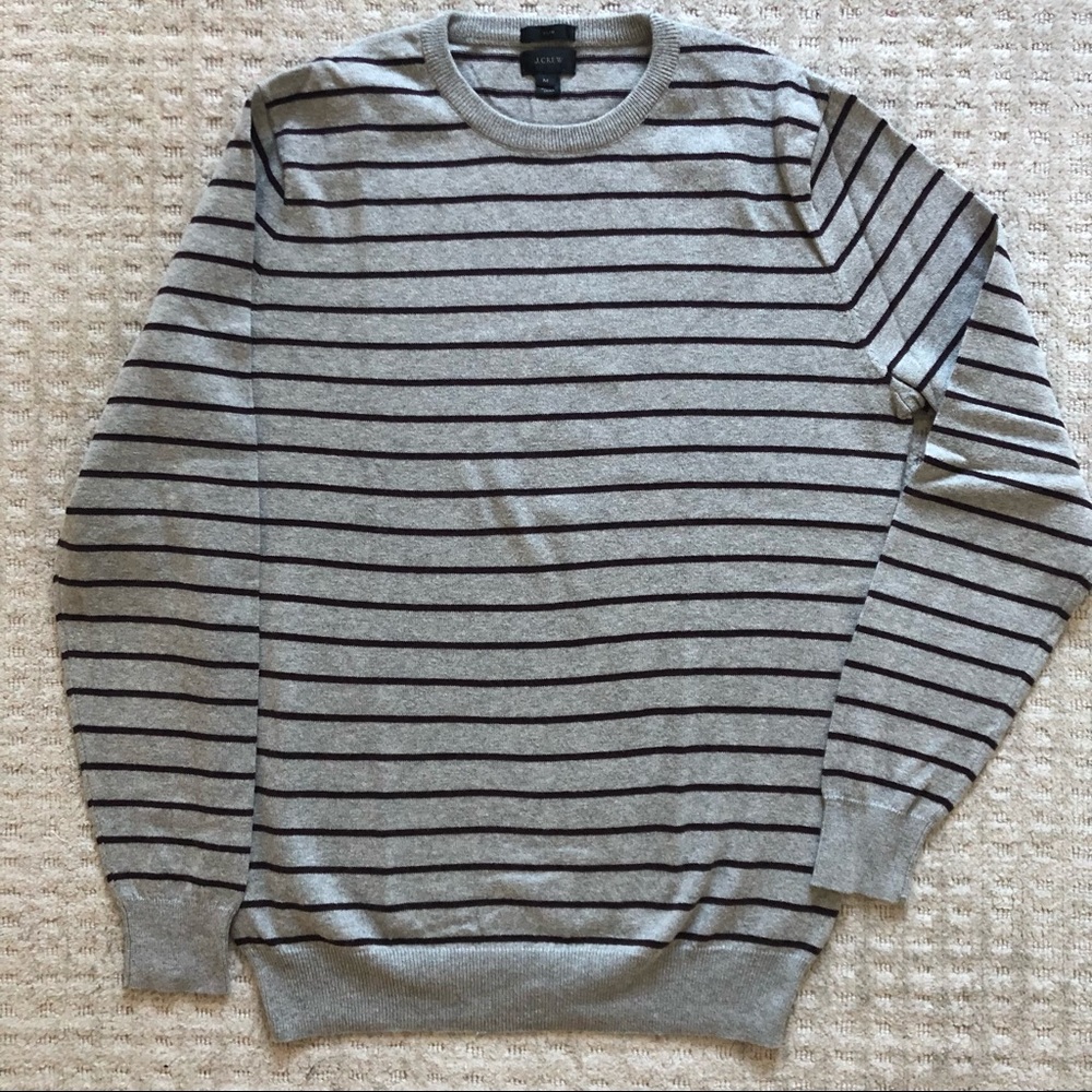 JCrew Cotton Cashmere Striped Sweater, Medium Slim Fit